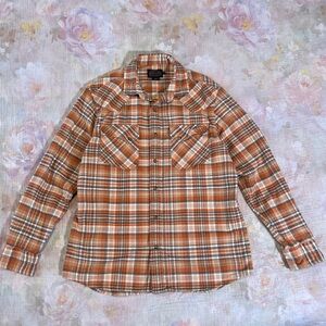 Pendleton Men’s Orange Wyatt Plaid Western Flannel Shirt M